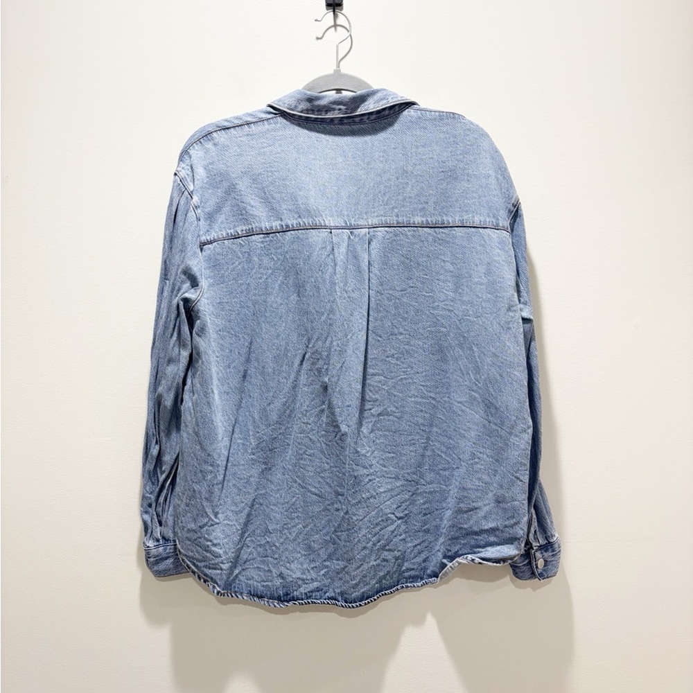 Jane and Delancey Blue Button Down Shirt Casual Denim Western Lyocell Sz M - Picture 2 of 6